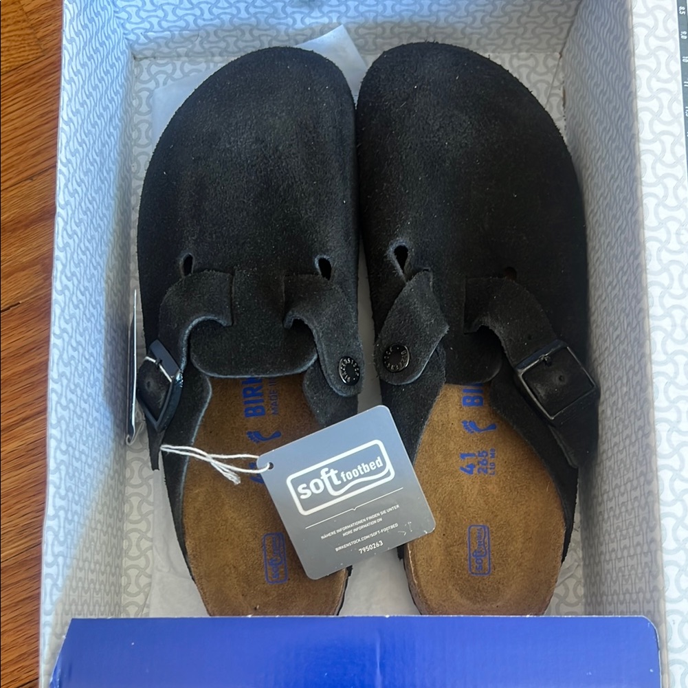 Birkenstock Bostons Black Soft Footbed Clogs